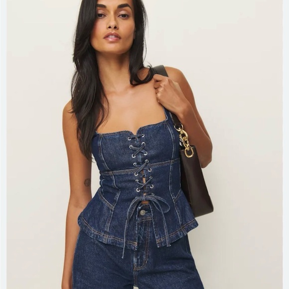 Reformation Tops - NWT REFORMATION Dallas Denim Corset, Elwood, size 6